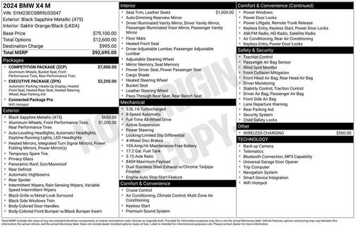 Black Sapphire Metallic 2024 BMW X4 M AWD