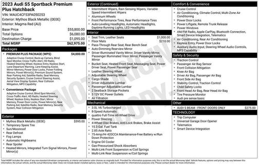 Mythos Black Metallic 2023 Audi S5 3.0T Premium Plus