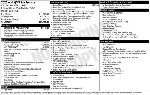 Glacier White Metallic 2023 Audi Q5 45 S line quattro Premium