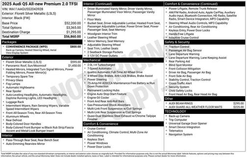 Florett Silver Metallic 2025 Audi Q5 2.0T quattro Premium