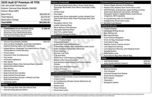 Samurai Gray Metallic 2025 Audi Q7 45 Premium