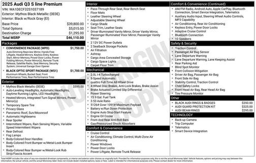 Mythos Black Metallic 2025 Audi Q3 45 S line Premium