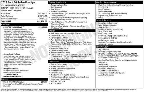 Florett Silver Metallic 2023 Audi A4 40 Prestige
