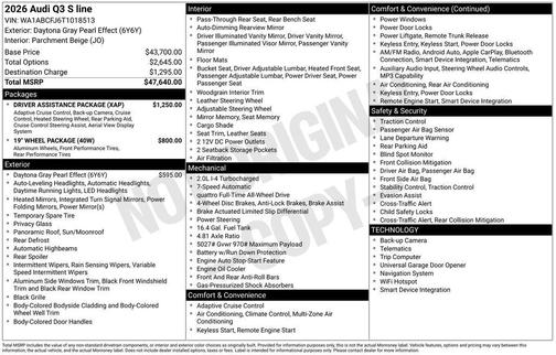 Daytona Gray Pearl 2026 Audi Q3 S line