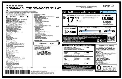 2022 Dodge Durango Orange Sport AWD