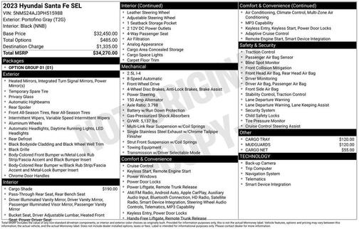 Gray 2023 Hyundai SANTA FE SEL