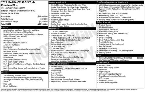Rhodium White Metallic 2024 Mazda CX-90 Premium Plus