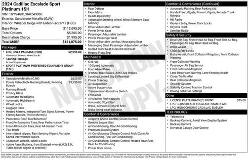 Sandstone Metallic 2024 Cadillac Escalade Sport Platinum
