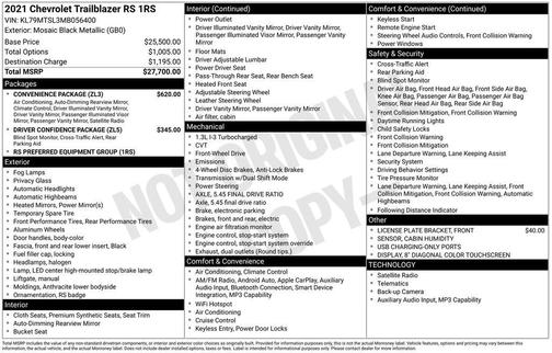 Black Metallic 2021 Chevrolet Trailblazer RS