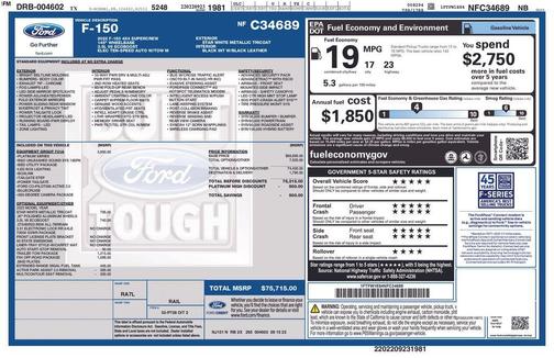 White Metallic 2022 Ford F-150 Platinum