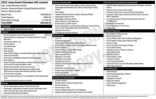Diamond Black 2022 Jeep Grand Cherokee WK Limited