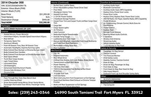 Gloss Black 2014 Chrysler 300 Base