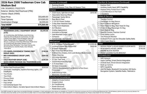 Molten Red Pearlcoat 2026 RAM 2500 Tradesman Crew Cab 4x4 6'4' Box