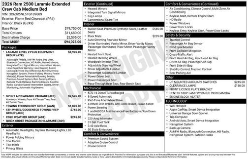 Flame Red Clearcoat 2026 RAM 2500 Laramie Mega Cab 4x4 6'4' Box