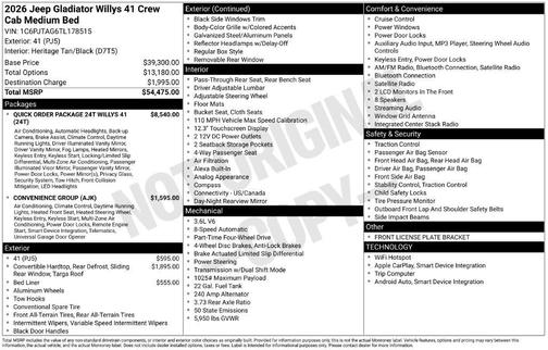 41 2026 Jeep Gladiator Willys 41 4x4