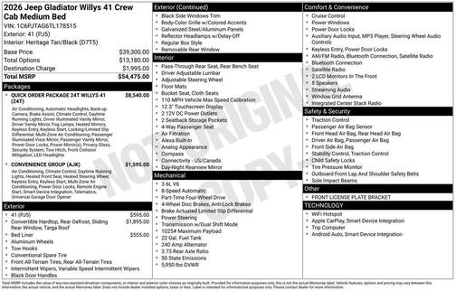 41 2026 Jeep Gladiator Willys 41 4x4