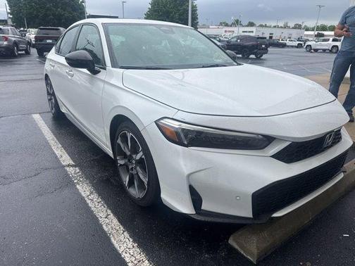 Platinum White Pearl 2025 Honda Civic Hybrid Sport Touring