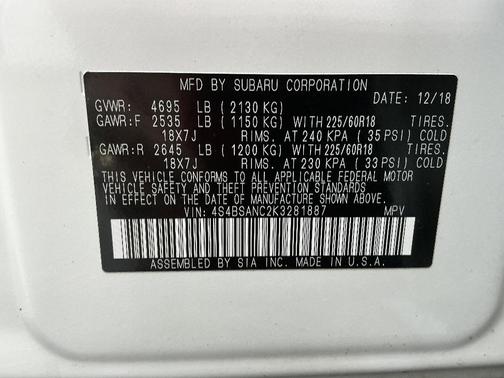 2019 Subaru Outback 2.5i Limited