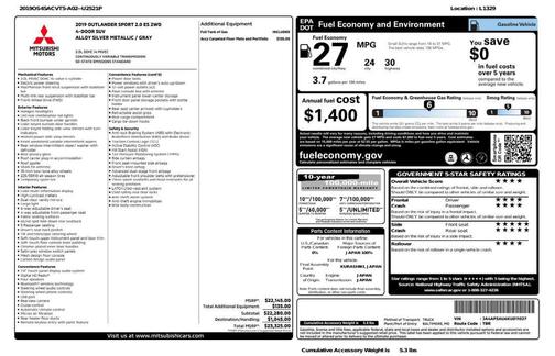 2019 Mitsubishi Outlander Sport 2.0 ES