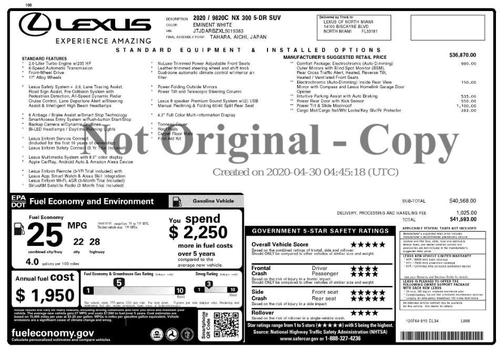 2020 Lexus NX 300 Base