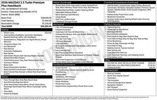 Polymetal Gray Metallic 2026 Mazda Mazda3 2.5 Turbo AWD