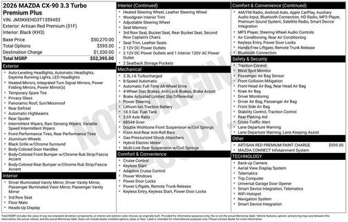 Artisan Red Premium 2026 Mazda CX-90 3.3 Turbo Premium Plus