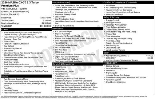 2026 Mazda CX-70 3.3 Turbo Premium Plus