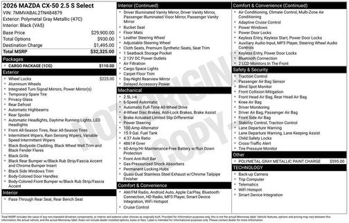 polymetal gray metallic 2026 Mazda CX-50 2.5 S Select Package