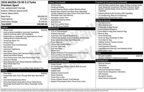 2026 Mazda CX-90 3.3 Turbo Premium Sport