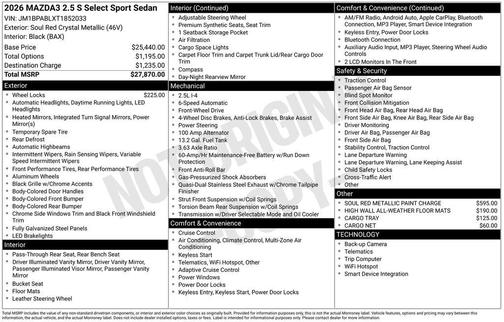 2026 Mazda Mazda3 2.5 S Select Sport