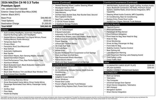 2026 Mazda CX-90 3.3 Turbo Premium Sport
