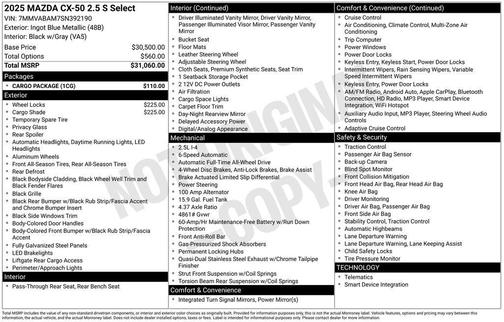 2025 Mazda CX-50 2.5 S Select Package