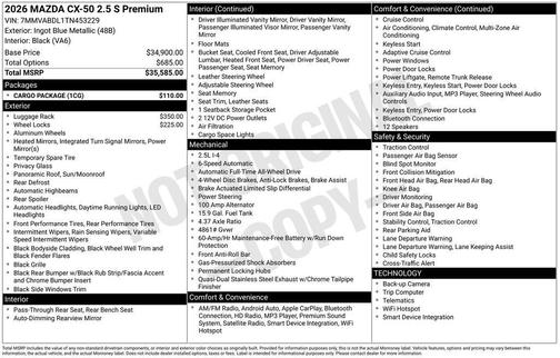 2026 Mazda CX-50 2.5 S Premium Package
