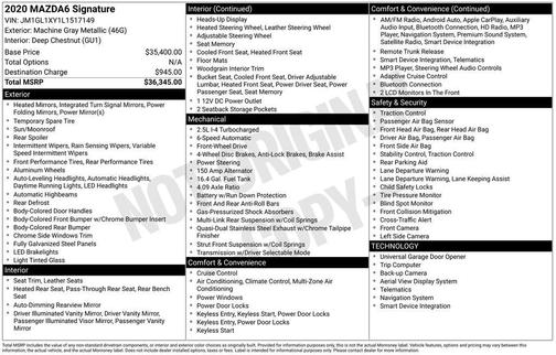 2020 Mazda Mazda6 Signature