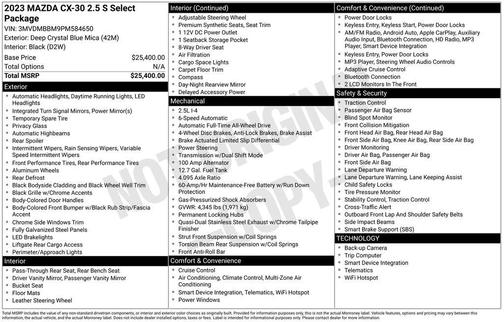 2023 Mazda CX-30 2.5 S Select Package