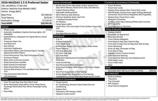 2026 Mazda Mazda3 FWD w/Preferred Package