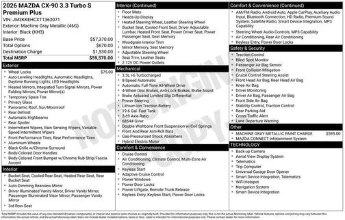 2026 Mazda CX-90 3.3 Turbo S Premium Plus