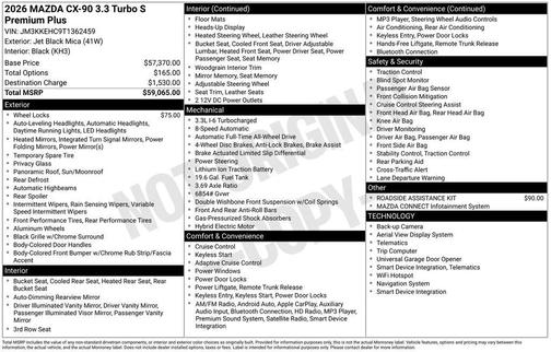 Jet Black Mica 2026 Mazda CX-90 3.3 Turbo S Premium Plus