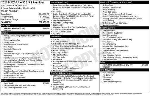 2026 Mazda CX-50 2.5 S Premium Package