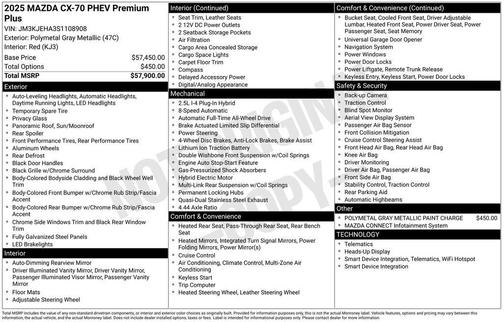 2025 Mazda CX-70 PHEV Premium Plus Package