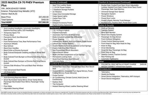 2025 Mazda CX-70 PHEV Premium Plus Package