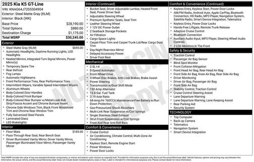 Steel Matte Gray 2025 Kia K5 GT-Line