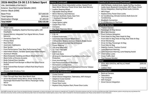 2026 Mazda CX-30 2.5 S Select Sport