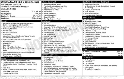 2025 Mazda CX-5 2.5 S Select Package