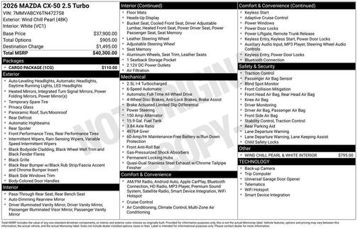2026 Mazda CX-50 2.5 Turbo
