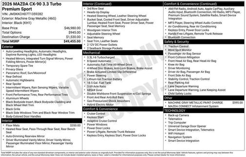 Machine Gray Metallic 2026 Mazda CX-90 3.3 Turbo Premium Sport