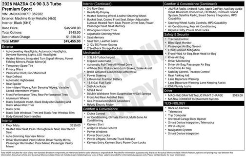 2026 Mazda CX-90 3.3 Turbo Premium Sport