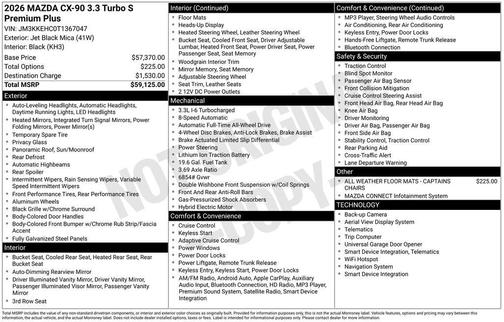 Jet Black Mica 2026 Mazda CX-90 3.3 Turbo S Premium Plus