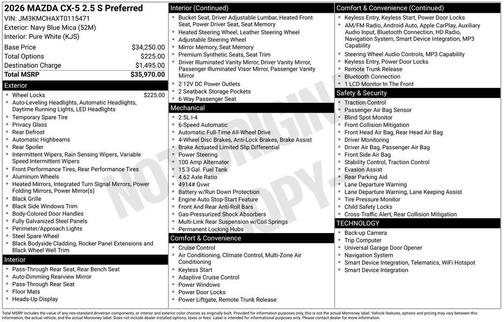 Navy Blue Mica 2026 Mazda CX-5 2.5 S Preferred Package