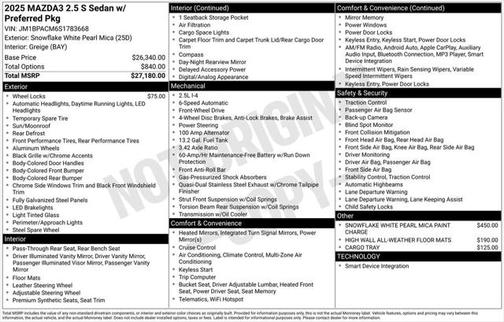 2025 Mazda Mazda3 FWD w/Preferred Package